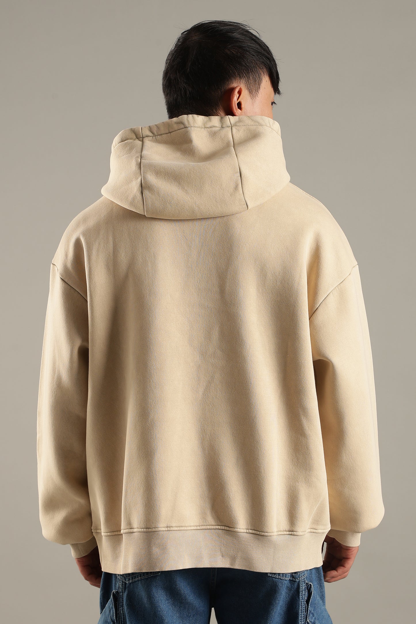 Men’s Beige Acid Wash Hoodie