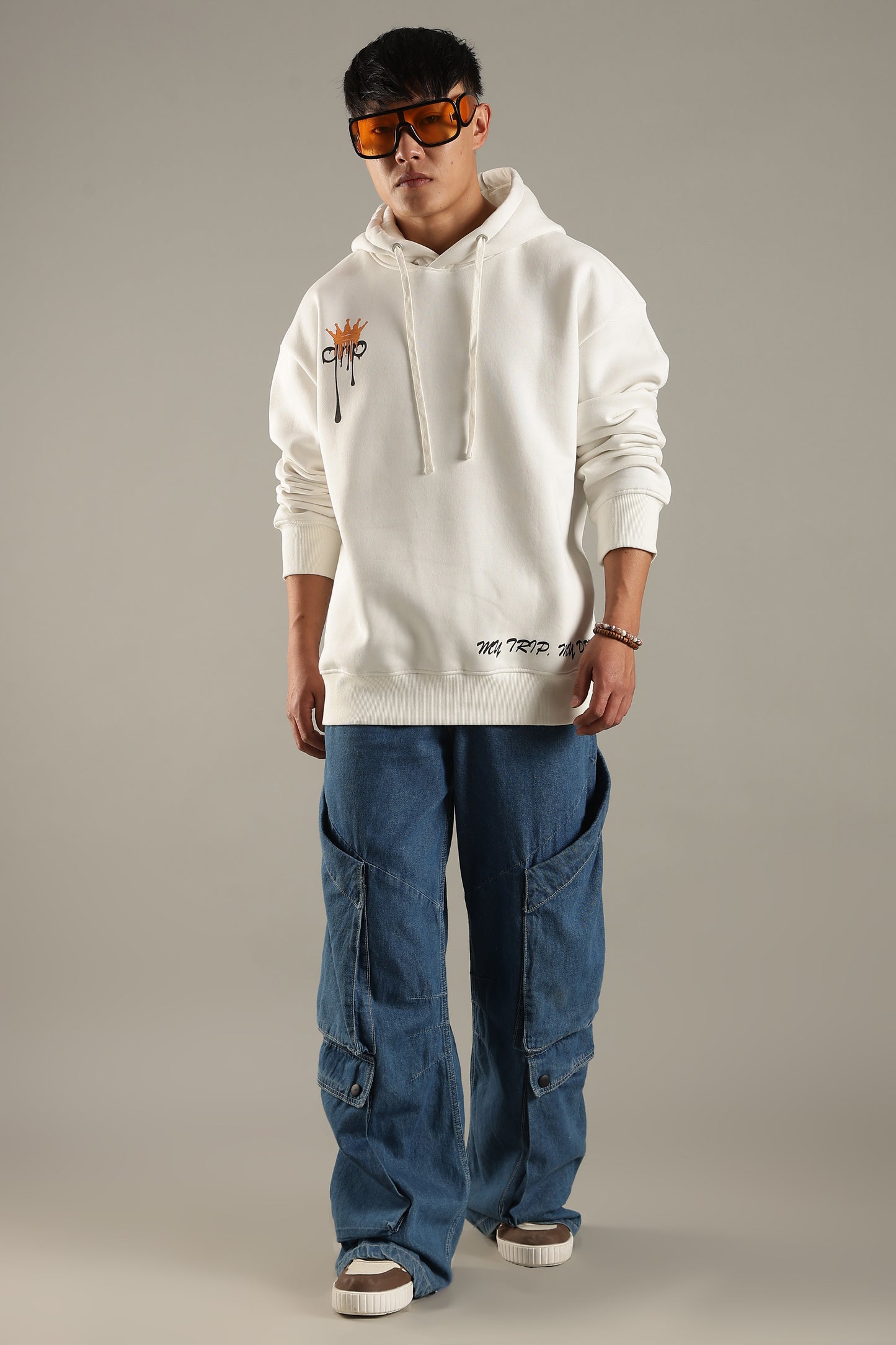 Men’s White Oversized Graphic Hoodie