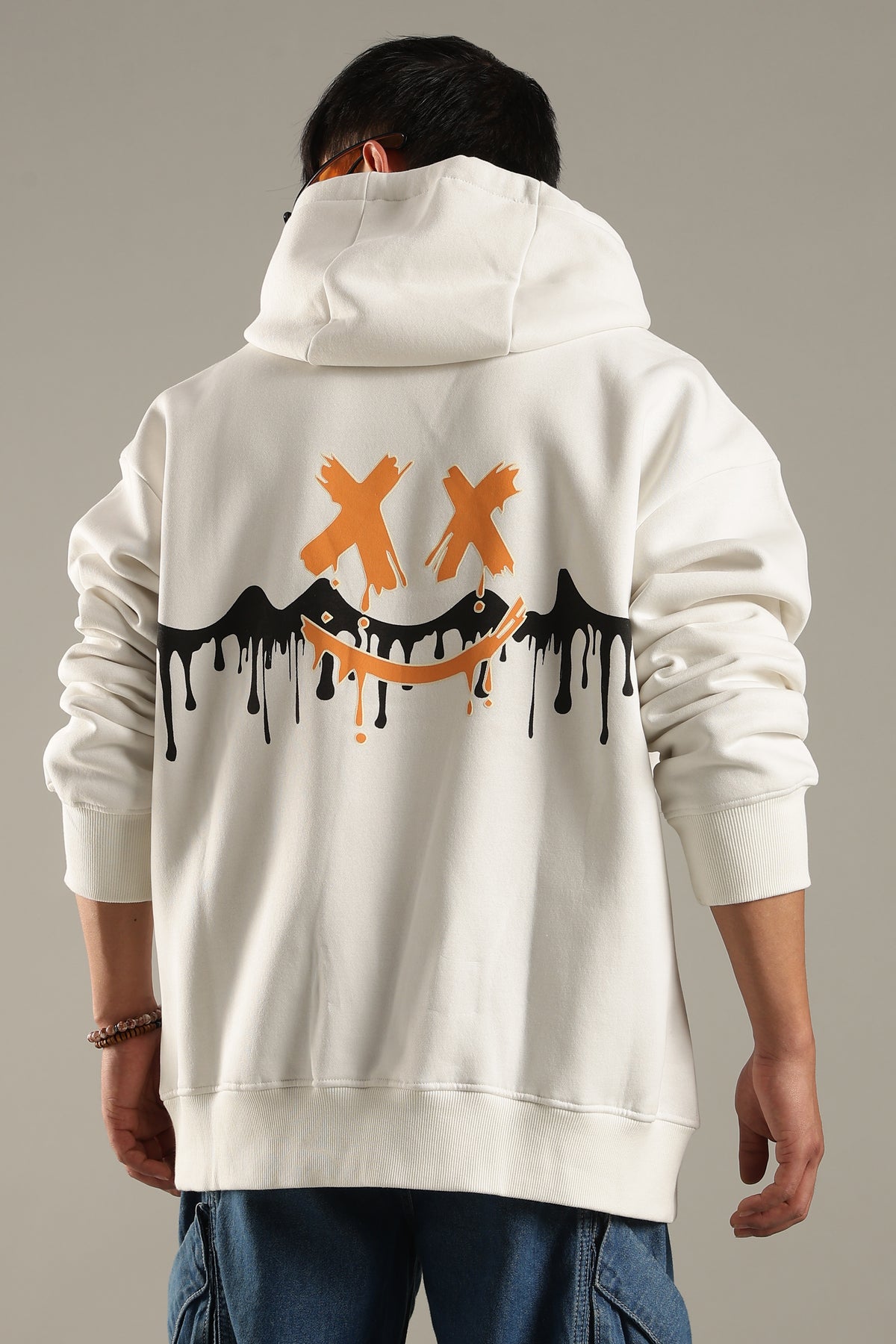 Men’s White Oversized Graphic Hoodie